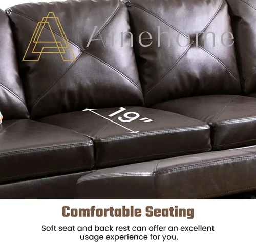 Vista 4 de A Ainehome Sofá seccional de muebles, moderno sofá de cuero en forma de L para sala de estar, apartamento y espacio pequeño