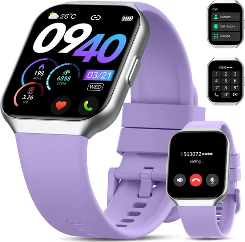 Vista 9 de Reloj inteligente para hombres y mujeres (respuesta/hacer llamadas), reloj de seguimiento de fitness de 1.96 pulgadas, resistente al agua IP68
