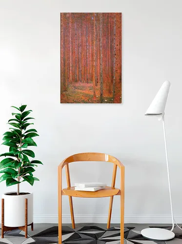 Vista 2 de BUY ART FOR LESS Póster artístico con licencia oficial de Tannenwald (Pine Forest) por Gustav Klimt, 24 x 36 pulgadas, impresión decorativa, papel