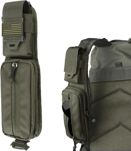 Vista 10 de WYNEX Bolsa de accesorios Molle de doble cremallera, bolsa de bolsillo para mochila, correa para el hombro, accesorio Molle, accesorios tácticos