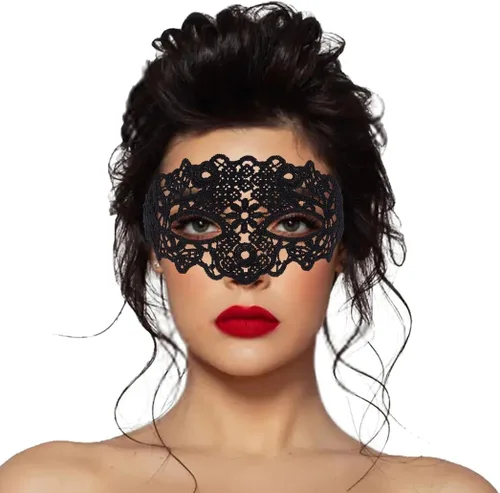 Vista 7 de Nicute Máscara de encaje para mascarada, máscaras negras de Halloween, máscara veneciana de fiesta para mujer Negro