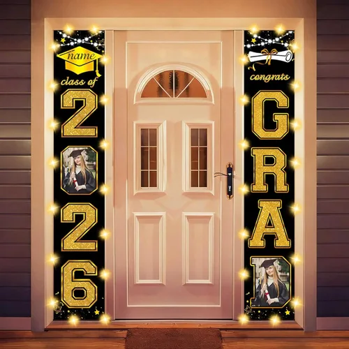 Vista 36 de Decoraciones personalizadas para fiestas de graduación 2026 – Cartel de felicitación de graduación grande – Cartel de fondo de graduación