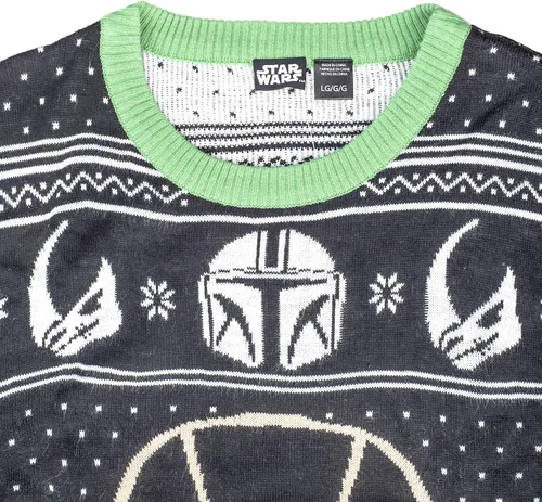 Vista 6 de Star Wars Baby Yoda The Child Forces Trees Ugly Christmas Sweater Negro