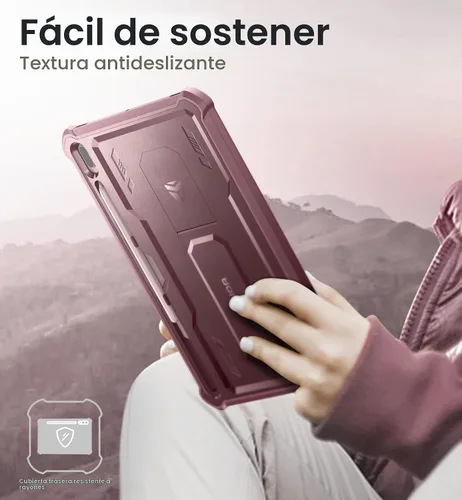 Vista 5 de Dexnor Funda para Samsung Galaxy Tab S7 FE de 12.4 pulgadas (2021), [protector de pantalla y soporte integrados] con soporte para bolígrafo Rojo