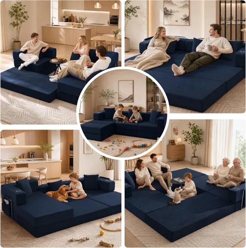 Vista 3 de Sofá modular seccional, sofá en forma de L de 108 pulgadas con Azul