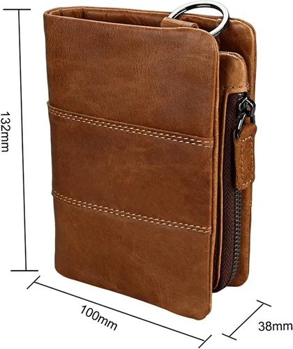 Vista 2 de TAUFE Men's Wallets, Casual Genuine Leather Wallet First Layer Cowhide Coin Pocket Vintage Crazy Horse Leather Men's Wallet