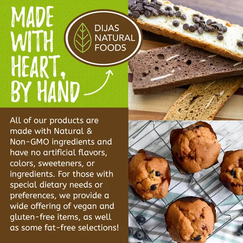 Vista 6 de DIJAS Natural Food s, Galleta de biscotti sin grasa, ingredientes naturales sin conservantes, delicioso aperitivo bajo en calorías (5 onzas)