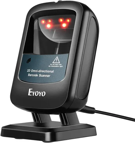 Vista 10 de Eyoyo Escáner de código de barras de escritorio 1D 2D, lector de código de barras con cable USB omnidireccional manos libres, captura códigos