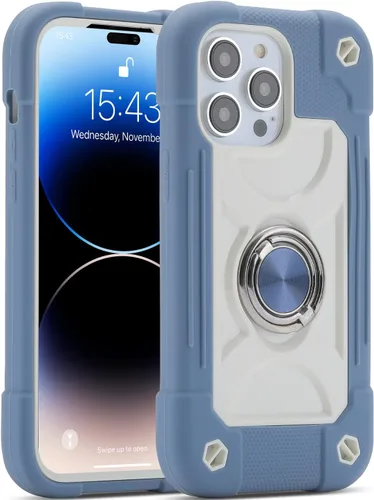 Vista 97 de MARKILL Funda compatible con iPhone 14 Pro de 6.1 pulgadas con soporte de anillo integrado, protección contra caídas de grado militar, carcasa Palta