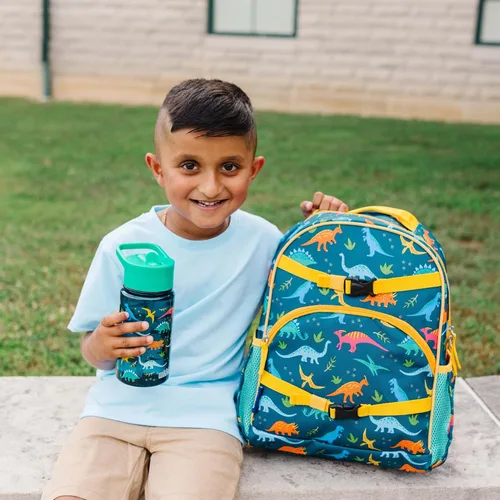 Vista 6 de Wildkin - Botella de agua para niños de 16 onzas con tapa de popote a Dinosaurios jurásicos