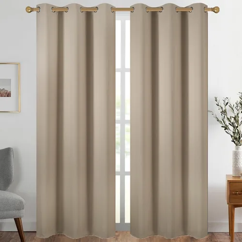 Vista 122 de Diraysid Cortinas opacas beige con ojales para dormitorio, con aislamiento térmico, cortinas de oscurecimiento de habitación, 38 x 54 pulgadas, 2