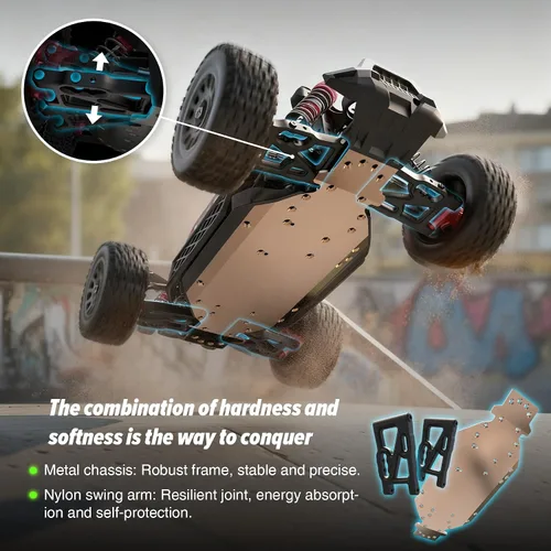Vista 7 de Hosim Buggy RC sin escobillas para adultos y niños de 37.3 mi/h, 1/14 eléctrico de alta velocidad todo terreno, camiones RC Hobby 4x4 Off Road RC