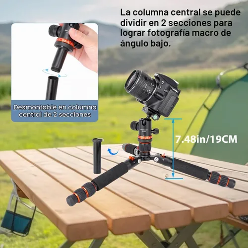 Vista 7 de Koolehaoda - Mini trípode de mesa con cabeza de bola de 360°, aluminio portátil