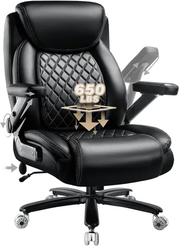 Vista 15 de 600LBS Large Heavy Duty Office Chair with 5D Flip Arms,Comfy Big and Tall Executive Office Desk Chair with Pocket Spring Cushion,High Back Computer
