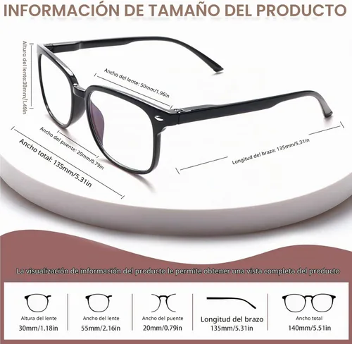 Vista 2 de Gafas de lectura progresivas multifocales antiluz azul para mujeres y hombres, marco de anteojos de moda Multicolor-c1