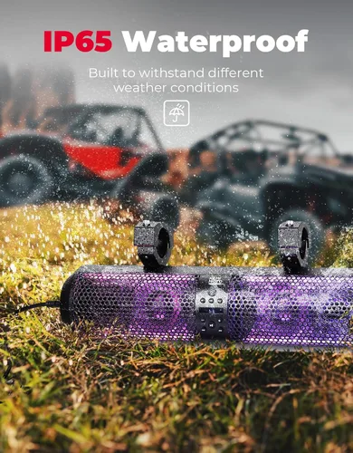 Vista 5 de KEMIMOTO Barra de sonido UTV de 18 pulgadas, altavoz SXS RGB, control inalámbrico, Bluetooth, compatible con 2 tweeter y 2 subwoofers compatible