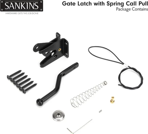 Vista 2 de Pestillo de puerta de bloqueo automático para valla de madera con tirador de cable de resorte, 1 unidad Automatic vinyl gate latch, post mount