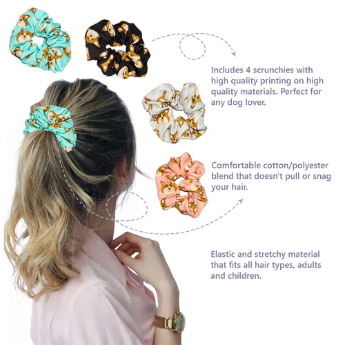 Vista 2 de Scrunchies - Bandas elásticas de algodón para el cabello – Lazos para el cabello – Accesorios para el cabello para niñas – Regalos para mujeres