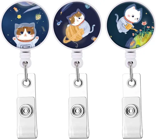 Vista 10 de Carrete de insignia retráctil lindo porta insignias con clip de cocodrilo carretes de insignia decorativos con nombre de enfermera en porta tarjetas