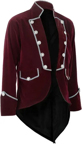 Vista 2 de Disfraz medieval steampunk para hombre, disfraz de Halloween, estilo renacentista, pirata, vampiro, gótico, abrigo vintage de brujo