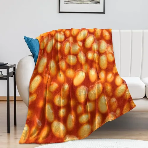Vista 6 de Manta de forro polar de franela 3D, graciosa y realista, con diseño de judías guisadas, suave, acogedora, esponjosa, para invierno y otoño, de 50 x
