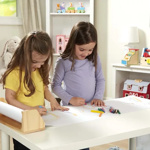 Vista 3 de Melissa & Doug. Tablero de madera de dispensador de rollo de papel con papel bond blanco (12 pulgadas X 75 pies)