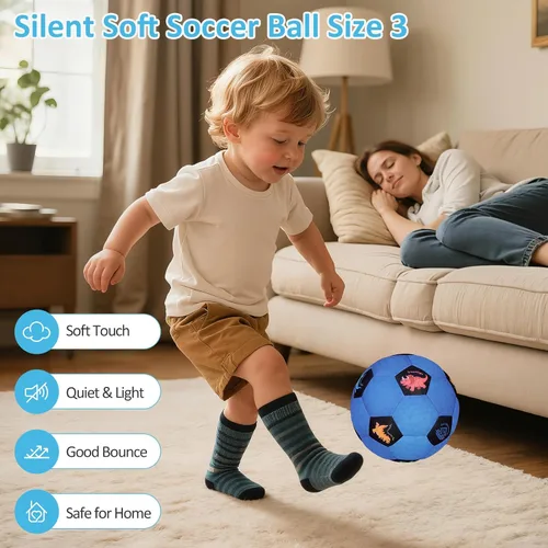 Vista 2 de Balón de Fútbol de Interior Tamaño 3 para Niños Pequeños, Pelotas de Fútbol Silenciosas Regalos para Niños y Niñas de 1-5 Años, Pelotas de Espuma