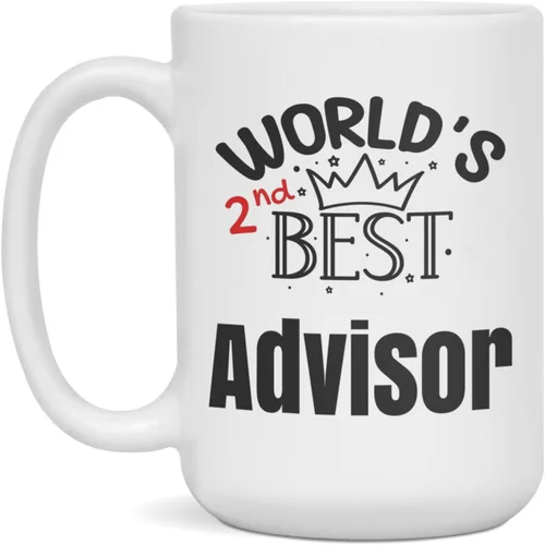 Vista 3 de World's 2nd Best Advisor - Taza sarcástica de aniversario de trabajo, 11 onzas, color blanco