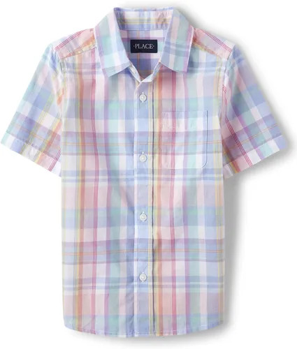 Vista 4 de The Children's Place - Camisa de manga corta con botones para niños grandes