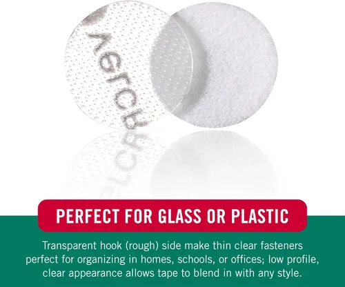 Vista 7 de VELCRO Puntos transparentes finos de marca, círculos de 3/4 pulgadas, paquete de 200 Thin Clear Adhesive Circles, Low Profile Design, For Blanco