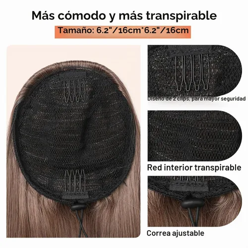 Vista 6 de SEIKEA Extensiones de cola de caballo con cordón, larga y recta, cola de caballo falsa, natural, suave, extensiones de cabello sintético resistente