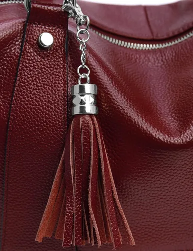 Vista 5 de Heshe - Bolsa de hombro de piel para mujer, con asa superior, bolsa cruzada