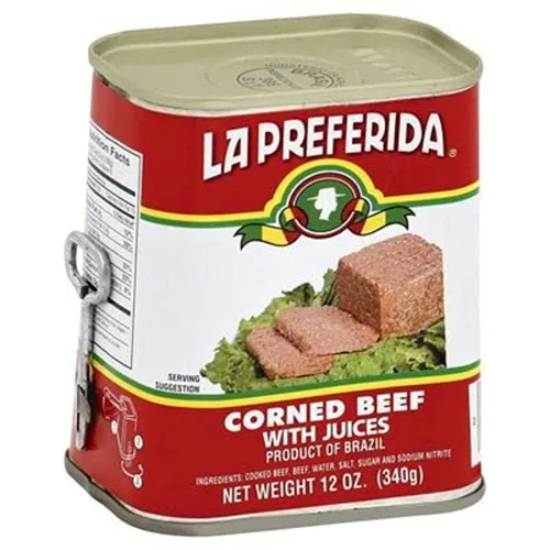 Vista 3 de La Preferida Carne de res en conserva con jugos, lista para comer, 0.53 onzas de proteína (12 onzas, paquete de 3)