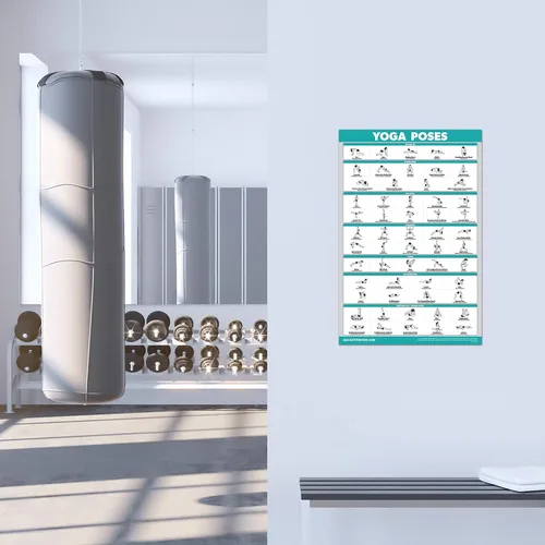 Vista 2 de Palace Learning QuickFit - Póster de ejercicio de posición de yoga – Tabla de posturas de yoga asana – laminado, 18 x 24 pulgadas