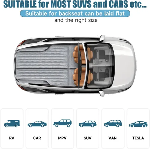 Vista 6 de Inflatable SUV Air Mattress for Mid & Full Size SUVs Double-Sided Flocking Car Bed for Rear Seats Folded Camping Travel Sleeping Airbed with Air