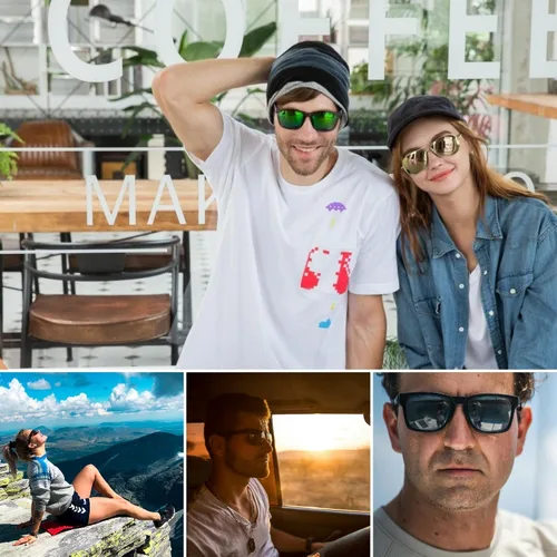 Vista 5 de J+S Mission Mark II Rectangle Polarized Sunglasses for Men Spring Hinge Frame Polarized 100% UV 400 Medium-Small Fit