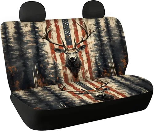 Vista 17 de AFPANQZ Funda protectora para asiento trasero de automóvil, con bandera patriótica estadounidense, solo para asiento trasero de automóvil, camión