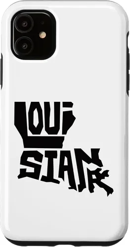 Vista 5 de iPhone 15 Patriotic Home State Map of Louisiana Text Art Shape Design Case