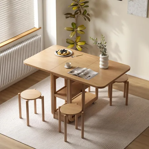 Vista 8 de Taburete apilable de roble, soporte pequeño para plantas, taburete redondo de madera para comedor, sala de estar, entrada, aula, escuela, 15.4 x