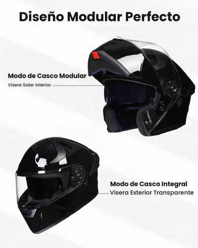 Vista 2 de ILM Casco de Motocicleta para Adultos con Doble Visera Abatible Modular de Cara Completa Casco DOT Modelo WS206
