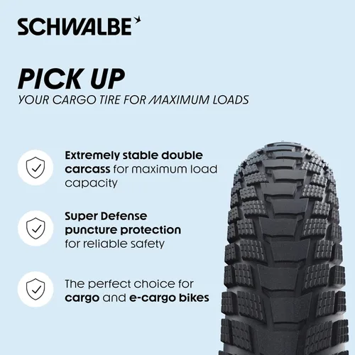 Vista 2 de Schwalbe Pick-Up – Neumático de carga con ADDIX E-Compound y carcasa de Super Defense para bicicletas de carga – E-Bike Ready 50 – Neumático