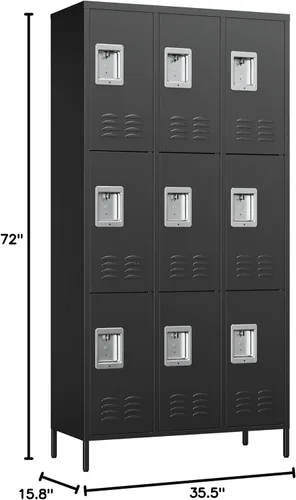 Vista 2 de SISESOL Taquillas de metal para empleados, armario de almacenamiento con cerradura con estante, grandes armarios para almacenamiento con patas