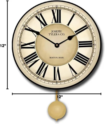 Vista 6 de Waterford - Reloj de pared de péndulo Mecanismo de cuarzo ultra silencioso Hecho a mano en Estados Unidos hermoso color nítido duradero Viene