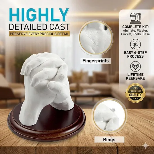 Vista 2 de Kit de moldeo a mano Hula Home para parejas o familia con placa de montaje Regalos DIY de aniversario para ella y él, escultura de recuerdo, boda