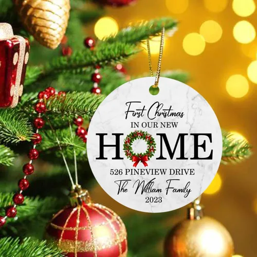 Vista 4 de Adorno personalizado para la primera Navidad en nuestro nuevo hogar, adorno de primera Navidad en el nuevo hogar, regalo de decoración