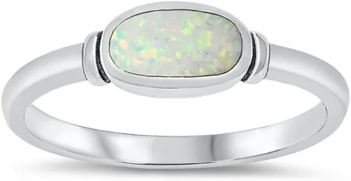 Vista 9 de Elige tu color Anillo ovalado de plata de ley Negro (ónix simulado)