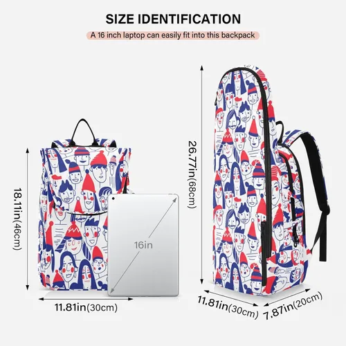 Vista 3 de Bolsa de tenis y bádminton lindo patrón resistente de personas cara feliz azul rojo deportes tenis bádminton bolsa para hombres mujeres tenis