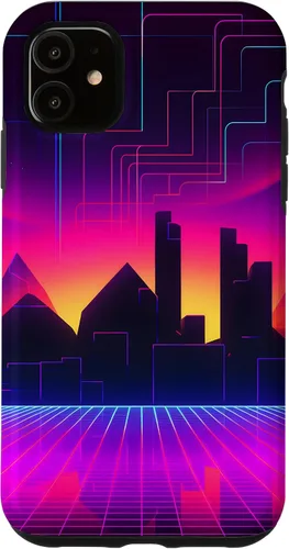Vista 5 de Funda para iPhone 15 Retrowave 80s City Vaporwave Synthwave