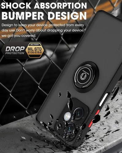 Vista 5 de QUIETIP Funda compatible con Xiaomi Poco X5 Pro 5G con protector de pantalla, TPU + policarbonato duro a prueba de golpes, anillo magnético