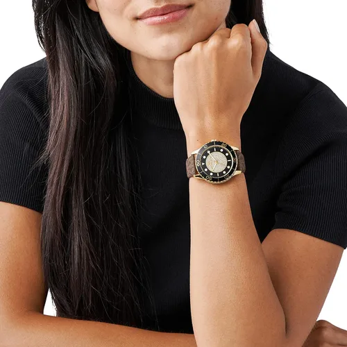Vista 4 de Michael Kors Reloj Runway de acero inoxidable MK6979 - Reloj de cuero de tres manecillas Runway